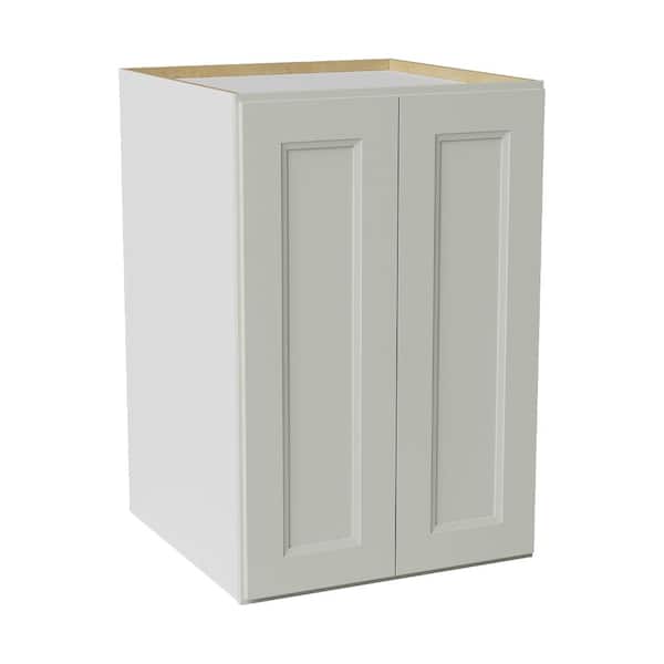 24 in. W x 24 in. D x 36 in. H Ready to Assemble Double Shaker Pantry Kitchen Cabinet in Laguna Grey