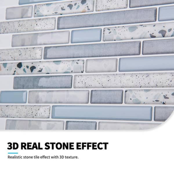 Art3dwallpanels 10-Sheet 12x12 Peel and Stick Backsplash Tiles Self-adhesive  Wall Tile in Stone Design 