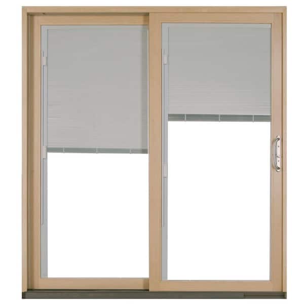 JELD-WEN 72 in. x 80 in. W-2500 White Clad Wood Left-Hand Full Lite Sliding Patio Door w/Unfinished Interior & Blinds