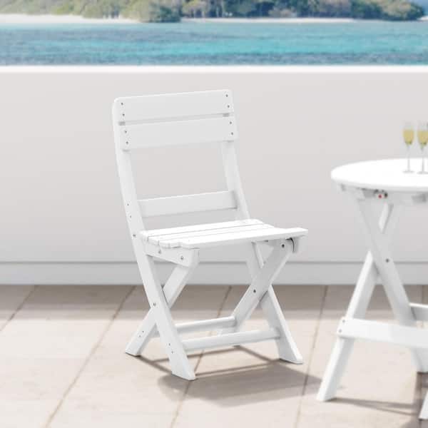 Laguna Outdoor Patio Plastic All Weather Folding Dining Chair in White