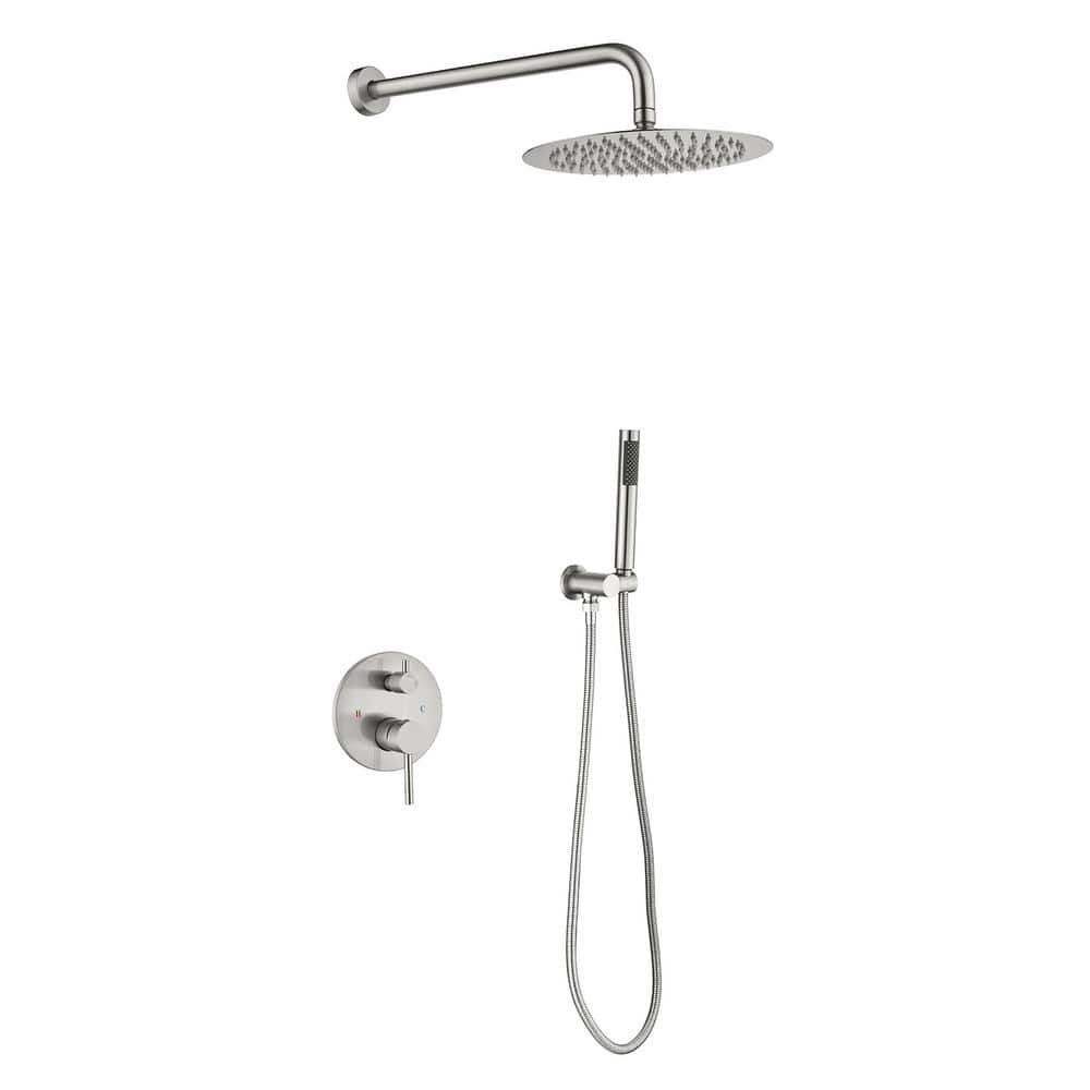 Single Handle 2-Spray 10 in. Round Shower Faucet 1.5 GPM with High Pressure