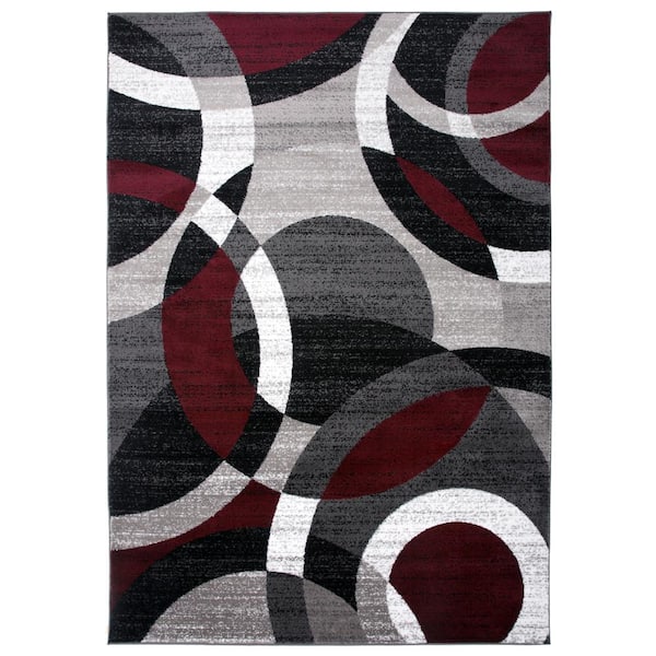 World Rug Gallery Modern Abstract Circles Design Red 10 ft. x 14 ft. Area Rug
