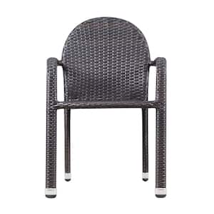 Otto Multibrown Armed Stackable Faux Rattan Outdoor Dining Chair (2-Pack)