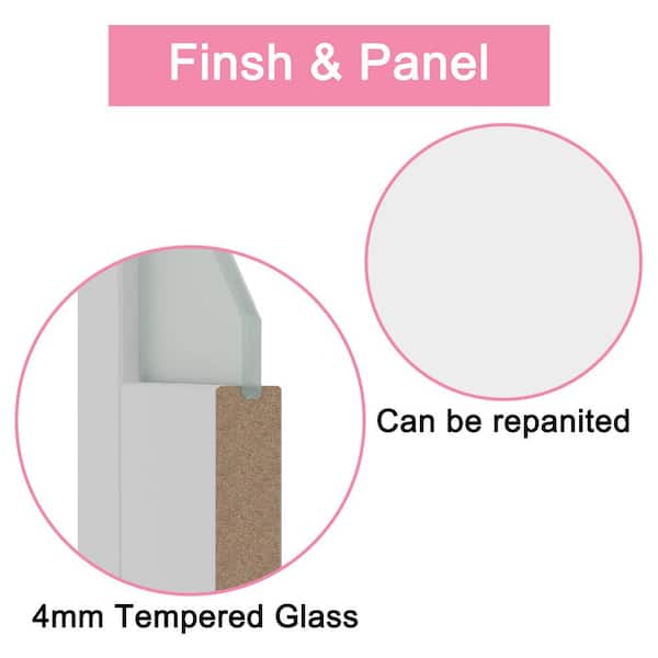 60 in. x 80 in. Universal 5-Lite Frosted Glass White Solid Core Wood Double Prehung French Door with Quick Assemble Jamb