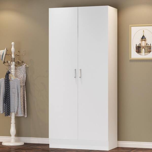 Door Armoire Wardrobe With Hanging Rod, Storage Cabinet With Hanging Rod And Shelves