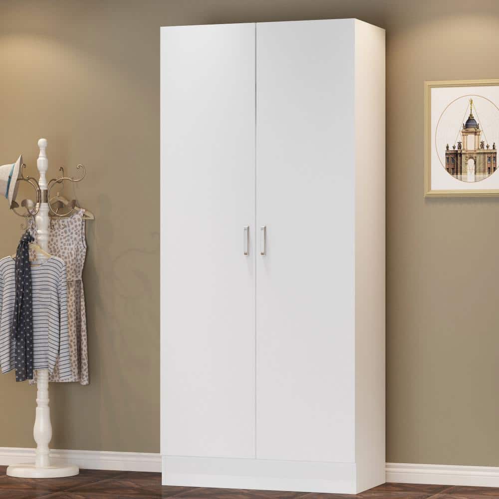 White 2-Doors Armoire Wardrobe with Hanging Rod and Storage Shelves 71 in. H x 31.5 in. W x 15.7 in. D - thumbnail 10