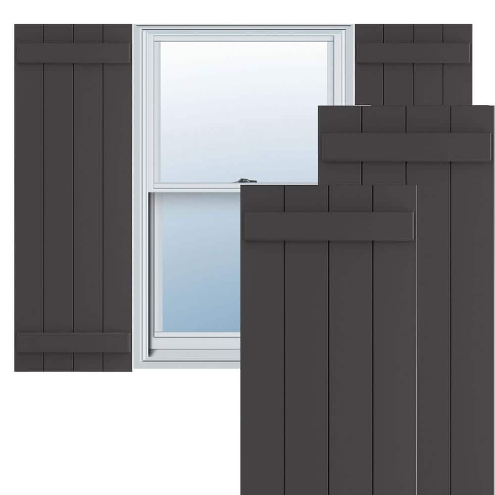 True Fit PVC 10.75 in. W x 68 in. H Vinyl Board and Batten Shutters Pair in Shadow Mountain price history on PriceWatchPro
