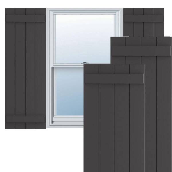Ekena Millwork True Fit PVC 21.5 in. W x 67 in. H Vinyl Board and Batten Shutters Pair in Shadow Mountain