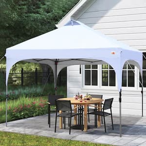 10 ft. x 10 ft. White Steel Pop Up Canopy Tent Sun Shelter
