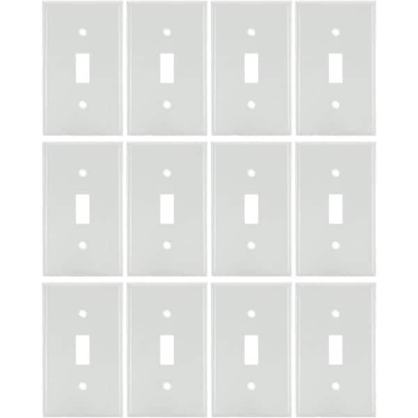 Sunlite 1-Gang White 1-Toggle / 1-Single UL Listed Plastic Switch Wall Plate (12-Pack)