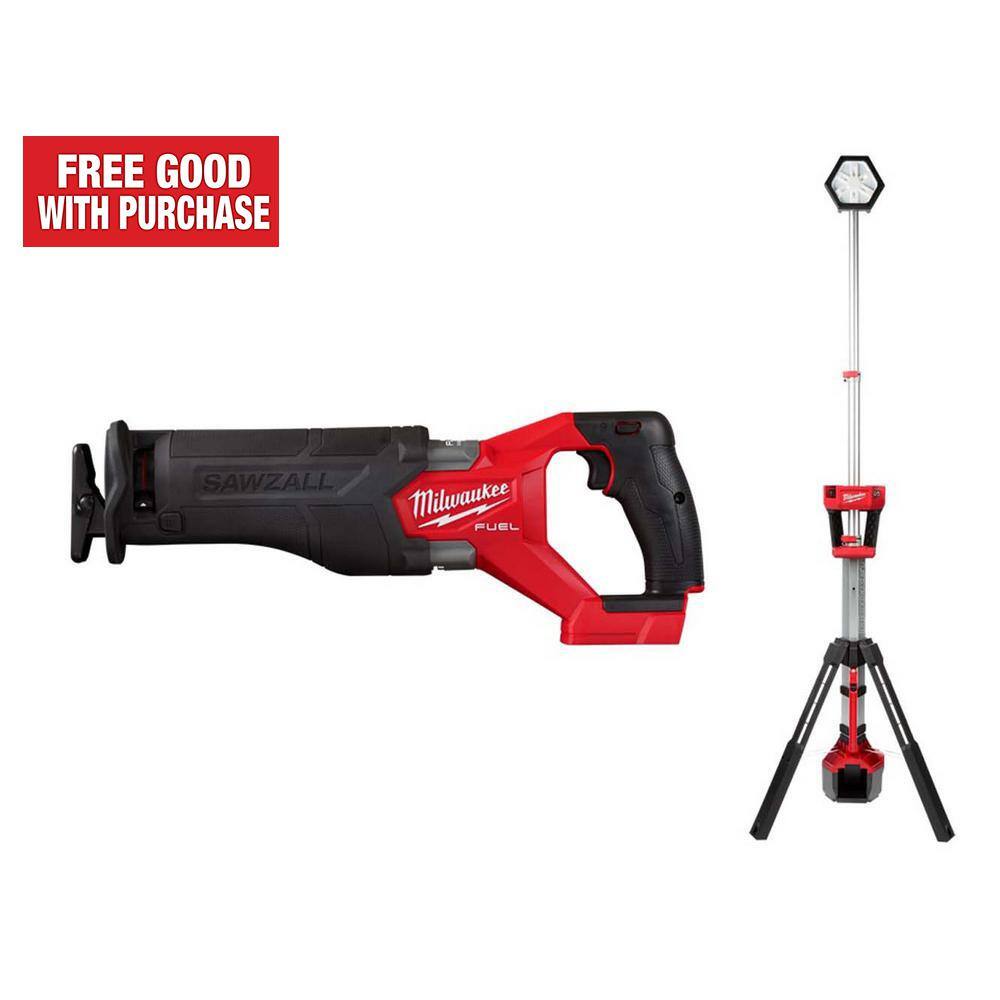 Milwaukee M18 FUEL GEN-2 18V Lithium-Ion Brushless Cordless SAWZALL Reciprocating Saw & M18 FUEL Rocket Dual Power Tower Light -  2821-20-2131