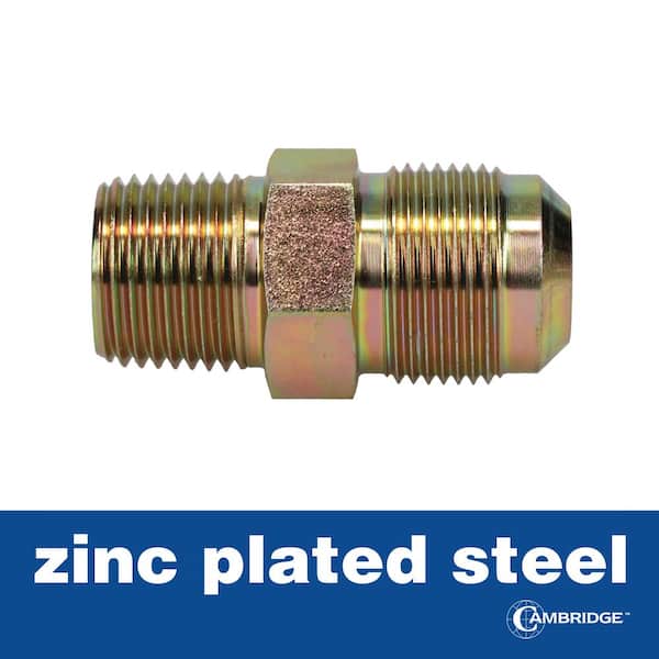 Cambridge 5/8 in. OD Flare x 1/2 in. MIP Zinc Plated Steel Gas