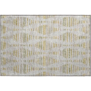Mayfield Premium Machine Washable Abstract AMF2027 Ivory 2 ft. x 3 ft. Accent Rug