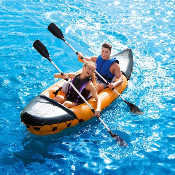 Bestway 126 x 35 Inches Lite-Rapid X2 Inflatable Kayak Float with Oars (2 Pack)
