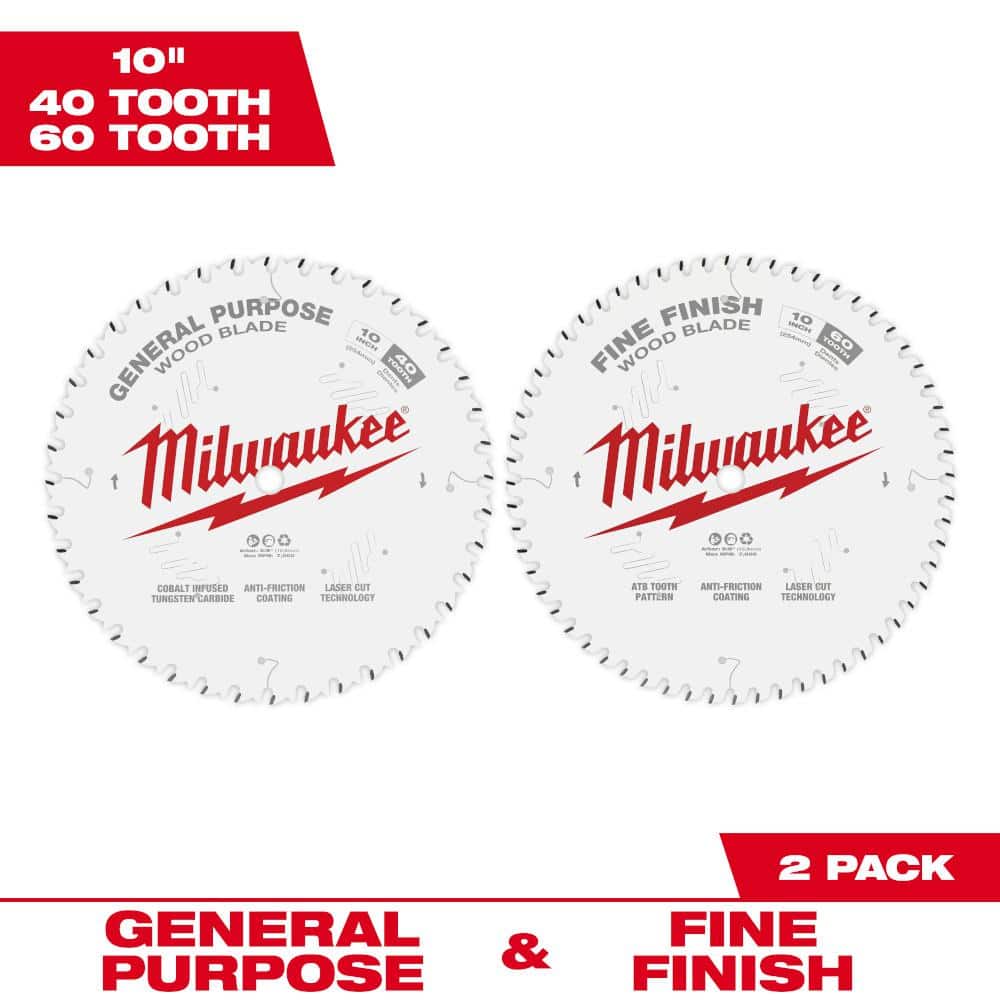Milwaukee 10 in. x 40-Tooth and 60-Tooth Circular Saw Blades (2-Pack)  48-40-1036 The Home Depot