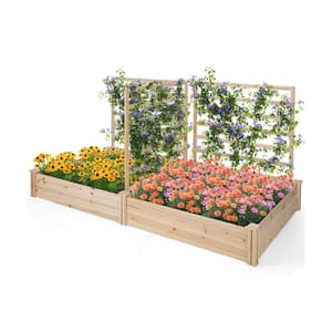 Fir Wood Raised Planter Boxes with 3 Trellis