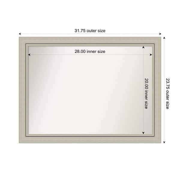 Amanti Art Romano Silver Narrow 31.75 in. x 23.75 in. Custom Non-Beveled Wood Framed Bathroom Vanity Wall Mirror