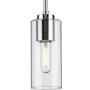 Cofield Collection 4 in. 1-Light Polished Chrome Transitional Pendant with Clear Glass Shade