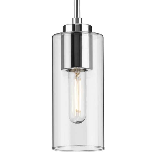 Progress Lighting Cofield Collection 4 in. 1-Light Polished Chrome Transitional Pendant with Clear Glass Shade