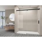 60 in. W x 76 in. H Single Sliding Frameless Shower Door in Matte Black with Soft-Closing and 5/16 in. (8 mm) Glass