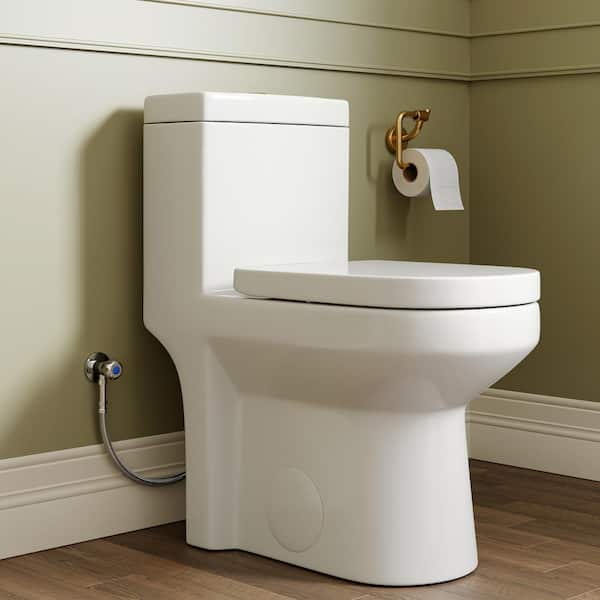 honeyブラック38 Hanikes 1-Piece 1.1/1.6 GPF Dual Flush Compact Round Toilet