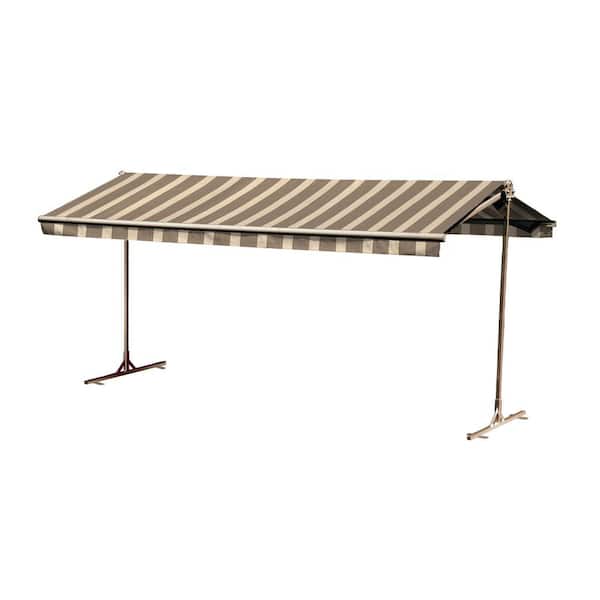 Bali Essentials 12 ft. Oasis Freestanding Motorized Retractable Awning (120 in. Projection) with Remote in Island Brown