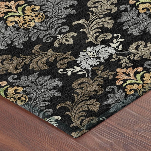 Chantille Machine Washable Indoor/Outdoor Abstract ACN2544 Black 5 ft. x 7 ft. 6 in. Area Rug