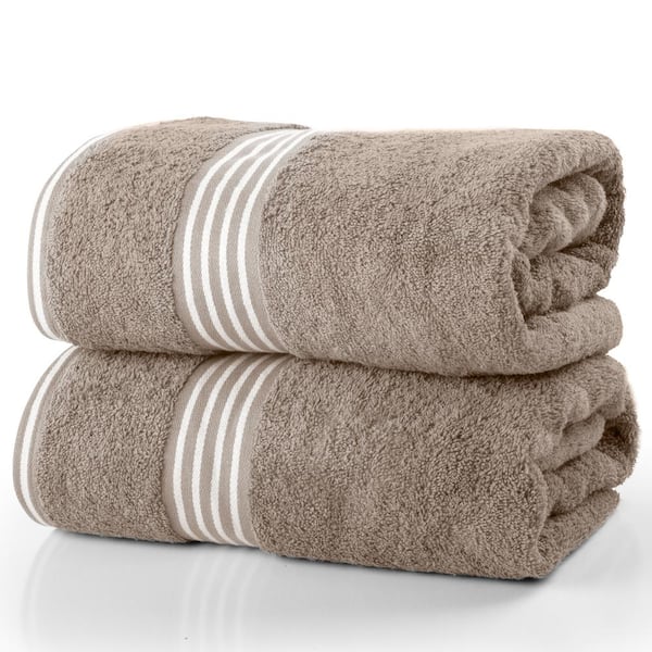 Lavish Home Bath Towels-2PC 500GSM 100% Cotton Towel Set- 35 x 70 in. Extra Large Quick Drying Bath Towel, Beige