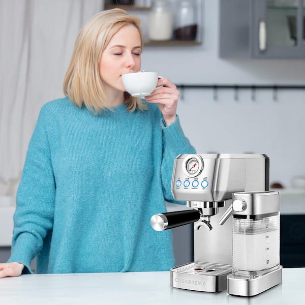 CASABREWS Espresso Machine 20 Bar, Compact Cappuccino Machine  with Automatic Milk Frother, Stainless Steel Espresso Maker With 49 oz  Removable Water Tank for Cappuccino or Latte, Gift for Coffee Lover: Home