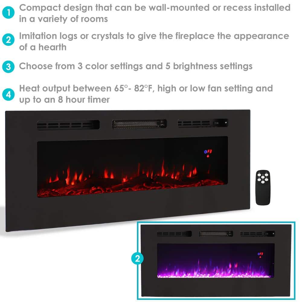 Sophisticated Hearth 50" Black Steel Electric Fireplace with Remote Control