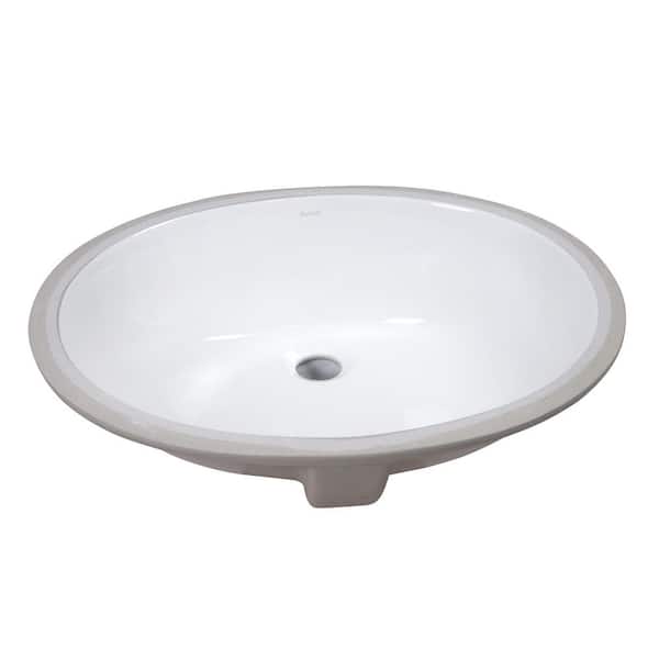 Krona 21.5 in. Undermount Oval Bathroom Sink with Overflow Drain in White Porcelain Ceramic