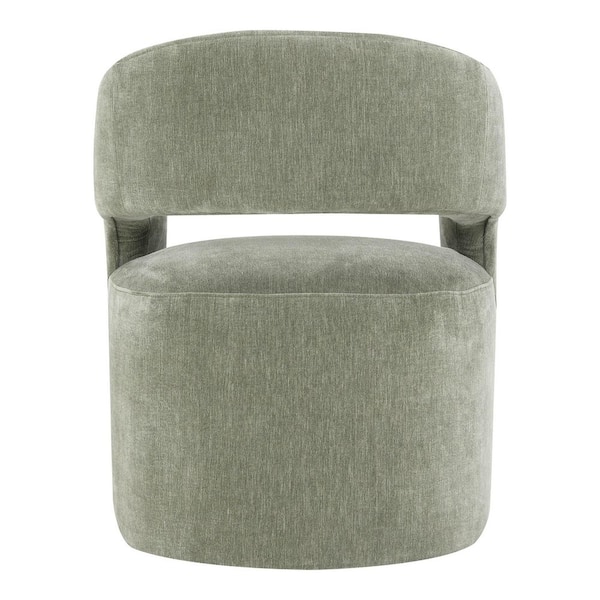 Belte Modern Green Fabric Upholstered Accent Arm Chair with Casters