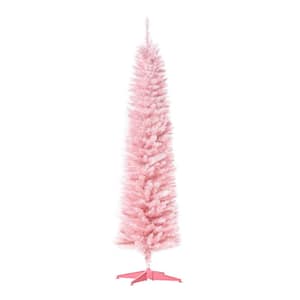 6 ft. Artificial Christmas Tree Pencil Tree Holiday Xmas Tree Home Indoor Decoration, Pink