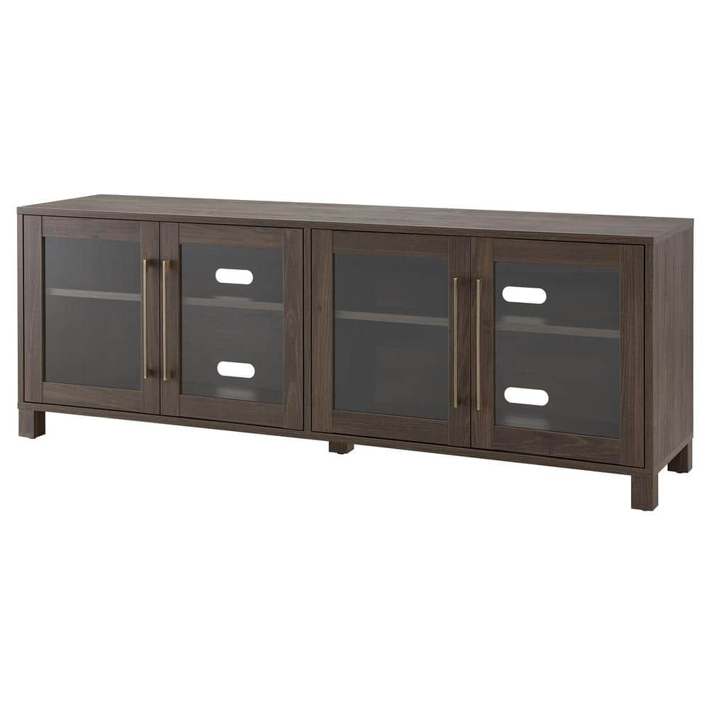 Alder Brown Rectangular TV Stand with Glass Doors