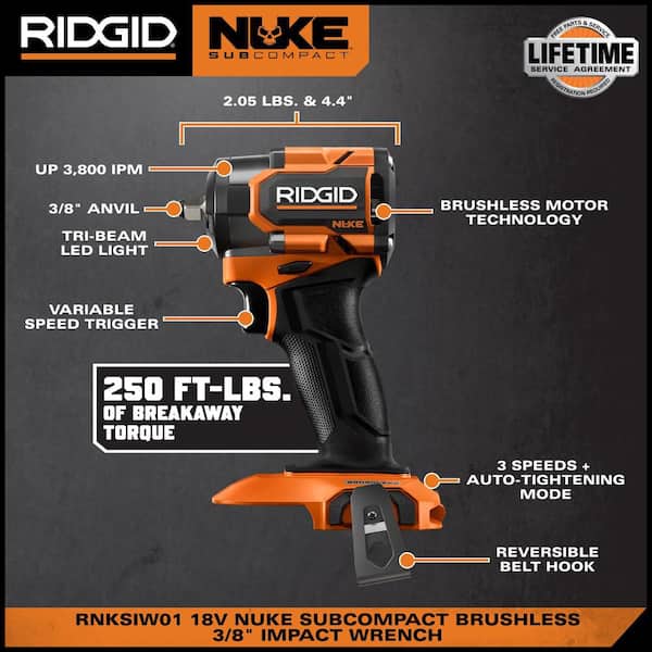 RIDGID 18V NUKE SubCompact Brushless Cordless 3/8 in. Impact