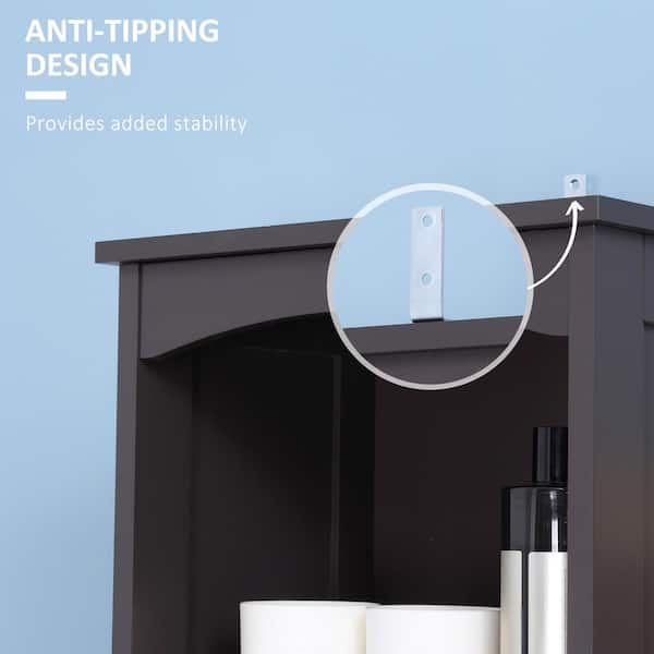 Bathroom Linen Closet Tower Towel Storage Cabinet Tall Slim Organizer  Espresso