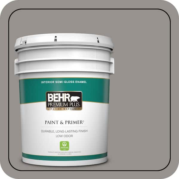 BEHR PREMIUM PLUS 5 gal. #PPU18-16 Elephant Skin Semi-Gloss Enamel Low Odor Interior Paint & Primer