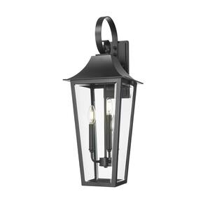 Gannon 27.25 in. Black Outdoor Hardwired Wall Sconce with no bulbs included