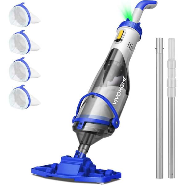 Cordless Handheld Pool Vacuum with Telescopic and Extension Poles for Pools/Spas/Hot Tubs, up to 18.5 GPM in Blue