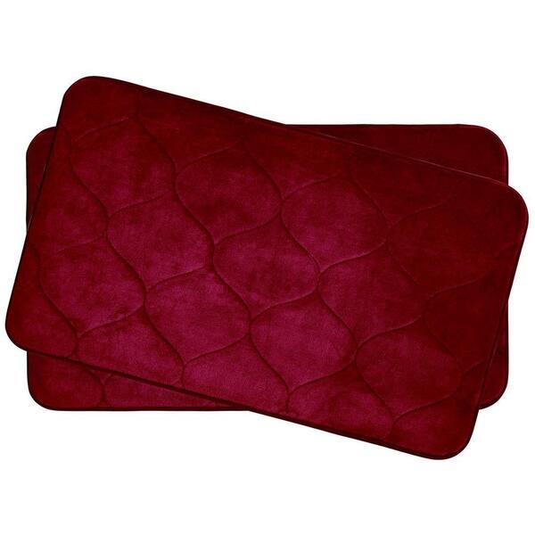 BounceComfort Palace Red 17 in. x 24 in. Memory Foam Bath Mat Set (2-Piece)