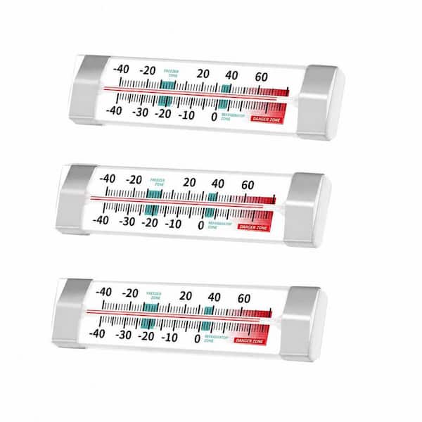 Silver Stainless Steel Refrigerator Thermometer Kitchen Thermometer Analog Large Dial Accurate Easy Read (3 Pack)
