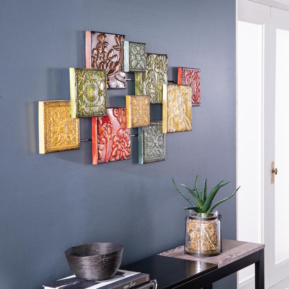Bijou Hand-Painted Floral Metal Wall Sculpture 41.5" x 20.75"