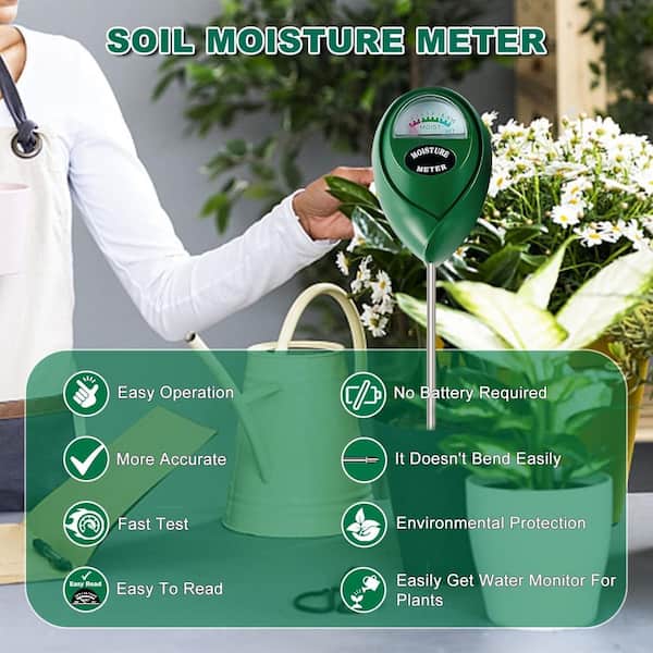 Cubilan 10.23 in. Soil Moisture Meter-Water Sensor for Indoor Outdoor  Garden, Lawn, Farm Plant Care, No Battery Needed, Green Jaycool1300 - The  Home Depot