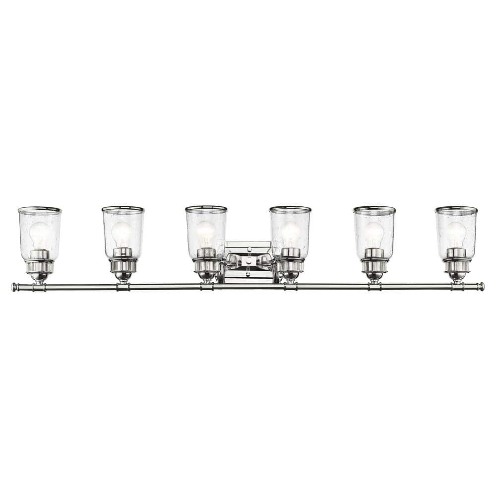 Billingham 47.5 in. 6-Light Polished Chrome Vanity Light with Clear Seeded 