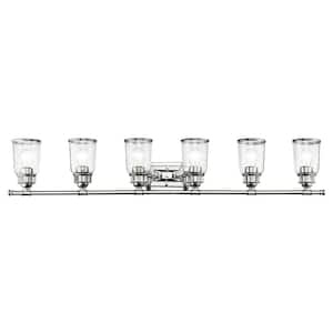 Billingham 47.5 in. 6-Light Polished Chrome Vanity Light with Clear Seeded Glass