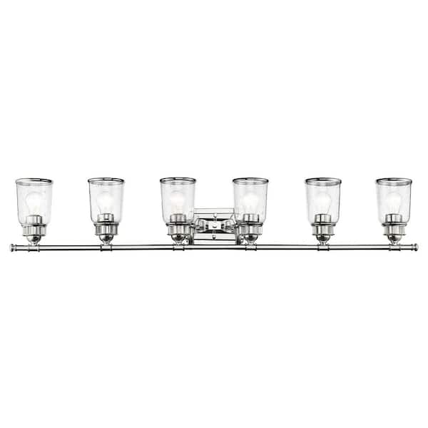 Livex Lighting Billingham 47.5 in. 6-Light Polished Chrome Vanity Light with Clear Seeded Glass