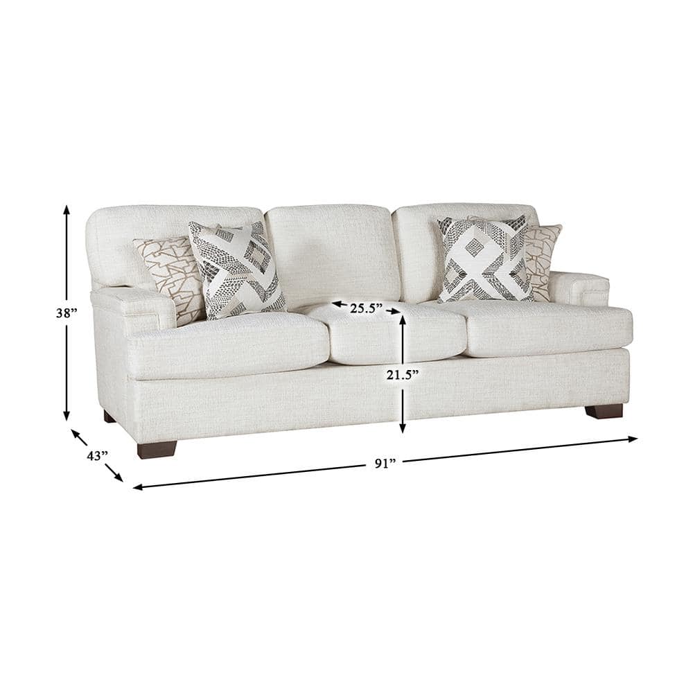 Beige Chenille Lawson Sofa with Removable Cushions