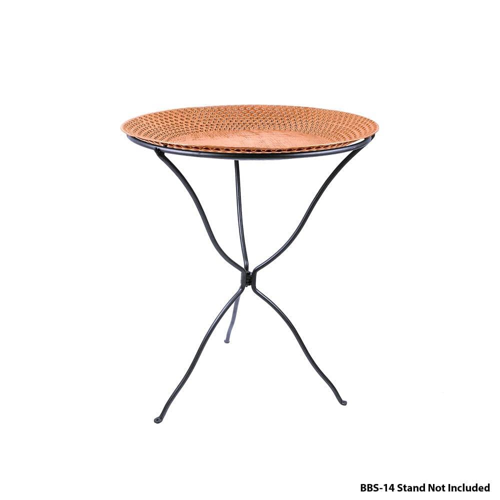 Classic Hammered Copper-Plated Metal Birdbath, 15" Diameter