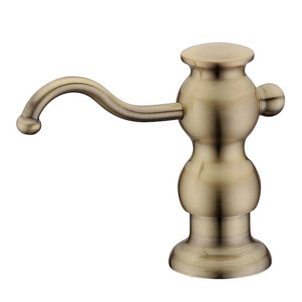 Whitehaus Collection 4 in. Soap/Lotion Dispenser for Kitchen Sink in Antique Brass