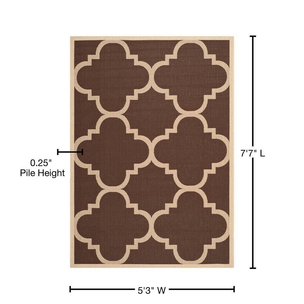 Reversible Easy-Care Black Synthetic 5' x 7' Outdoor Rug